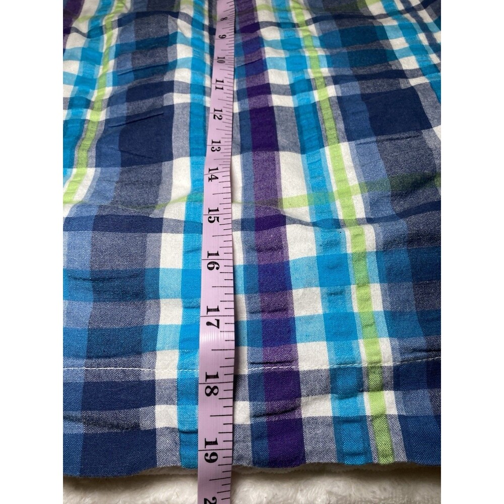 G H Bass & Company Madras Plaid Seersucker Skirt Blue, Purple, Green Sz 10 - Picture 7 of 9